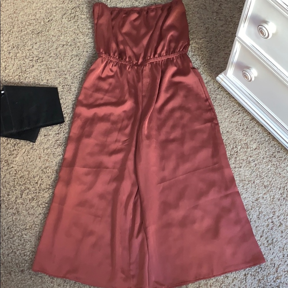 Red silk jumpsuit